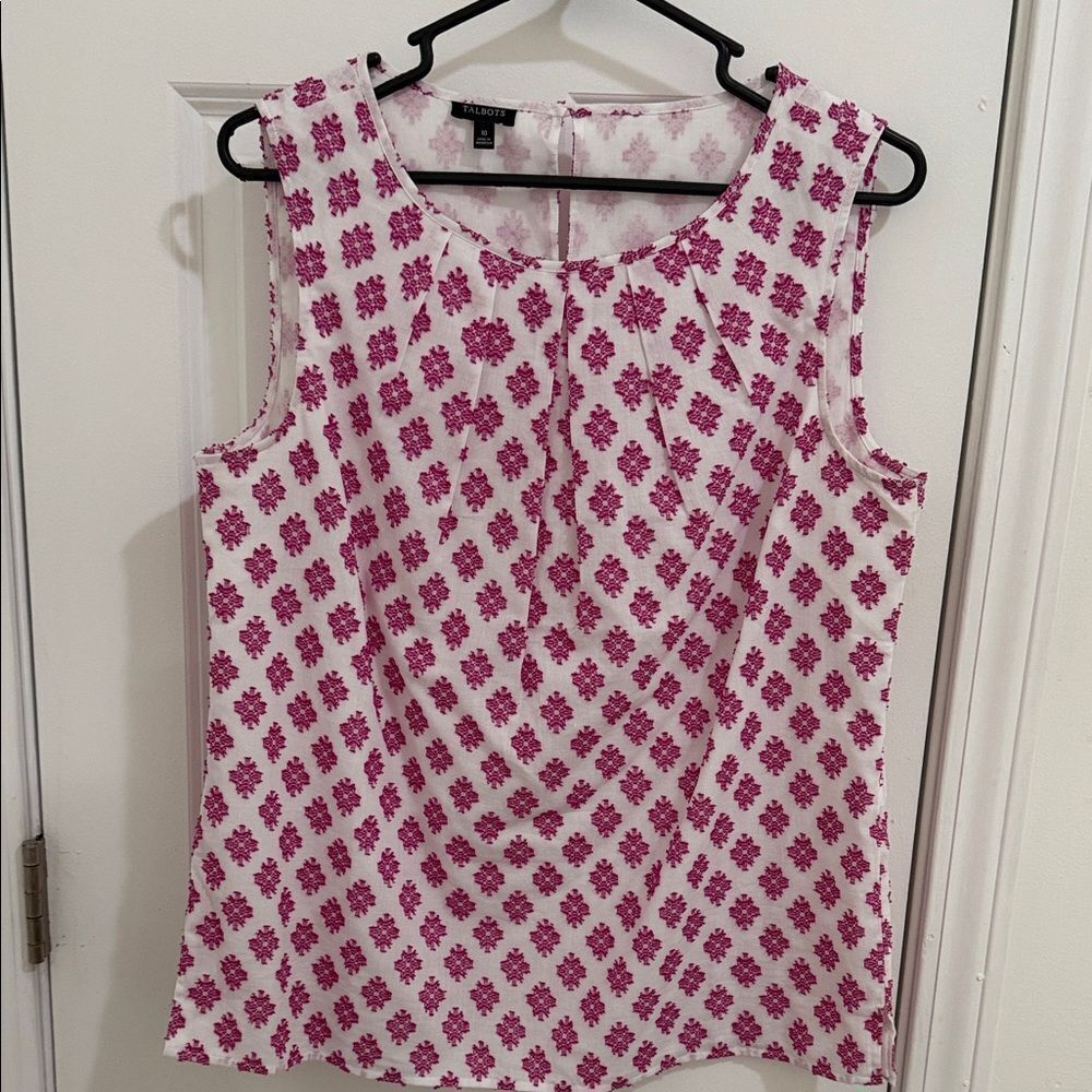 Talbots Floral Pink Sleeveless Top Size 10